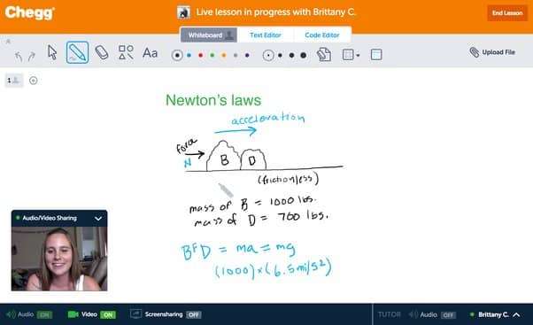 Image for the blog post showing the screenshot of a live session from Chegg tutors